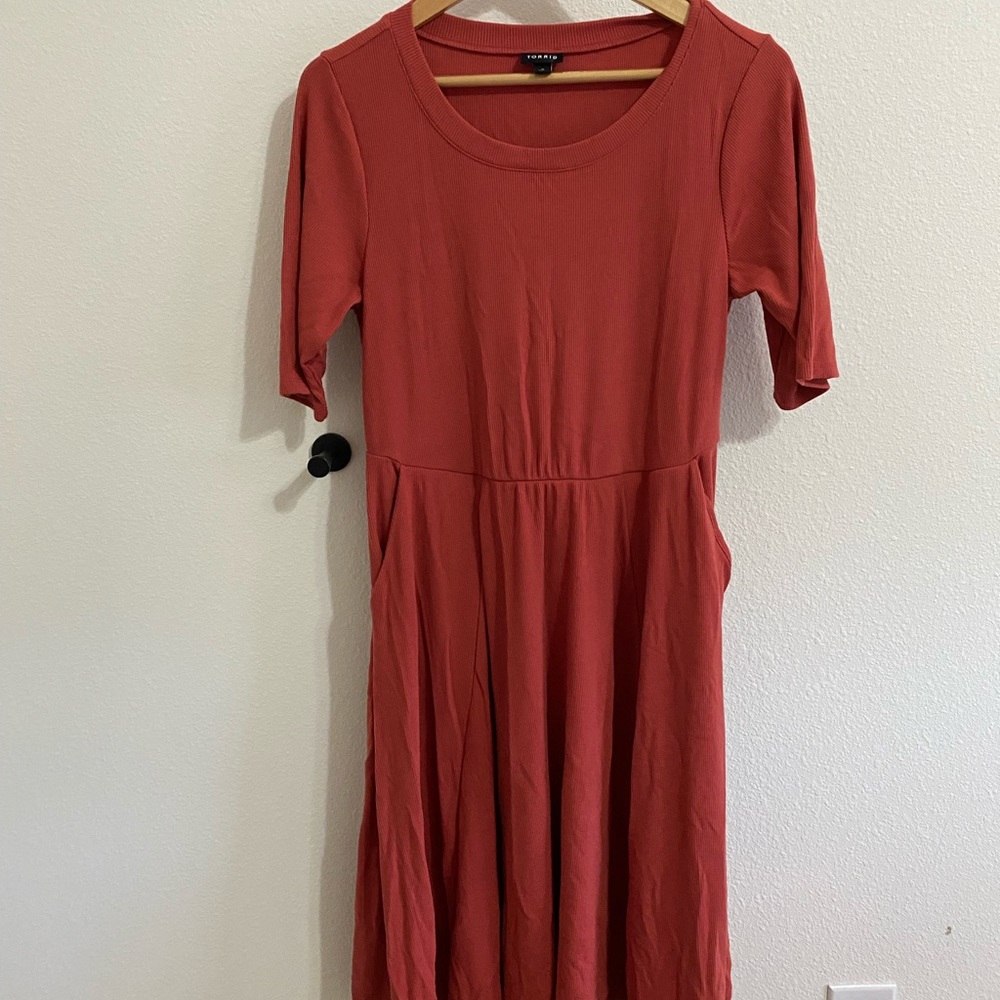 Torrid - terracotta handkerchief skater dress